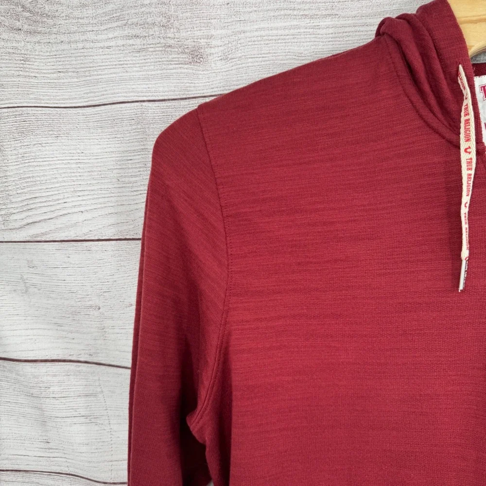 True Religion Hoodie Pullover Henley Kangaroo Pocket‎ Red Casual Size 3XL